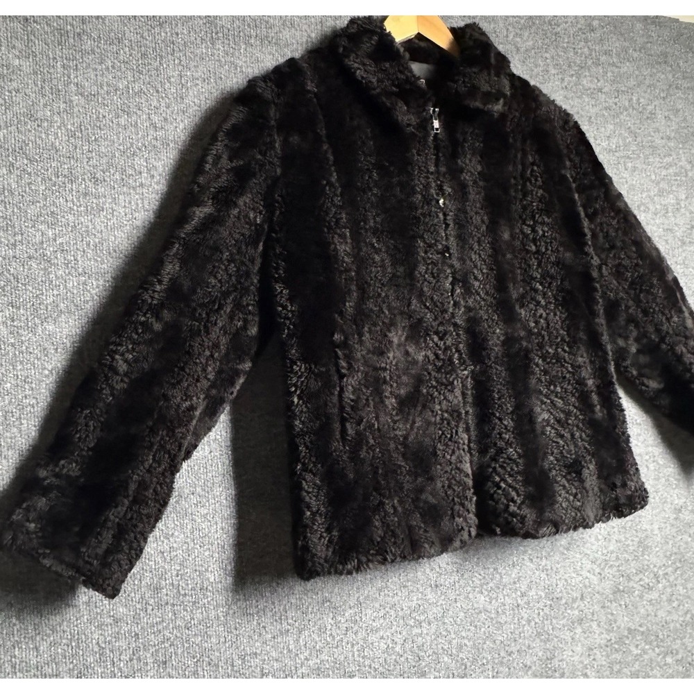 Alpine Studio S Black Faux Fur Jacket Mob Wife Apres Ski Old Hollywood Glam